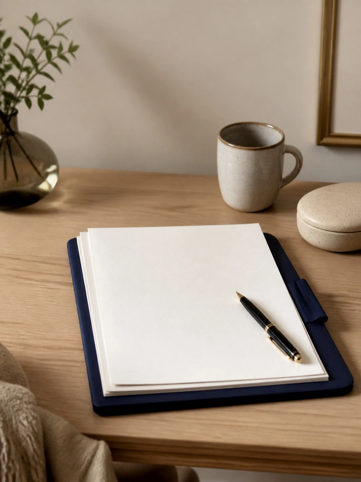 Advance directive documents and pen on a calm home desk