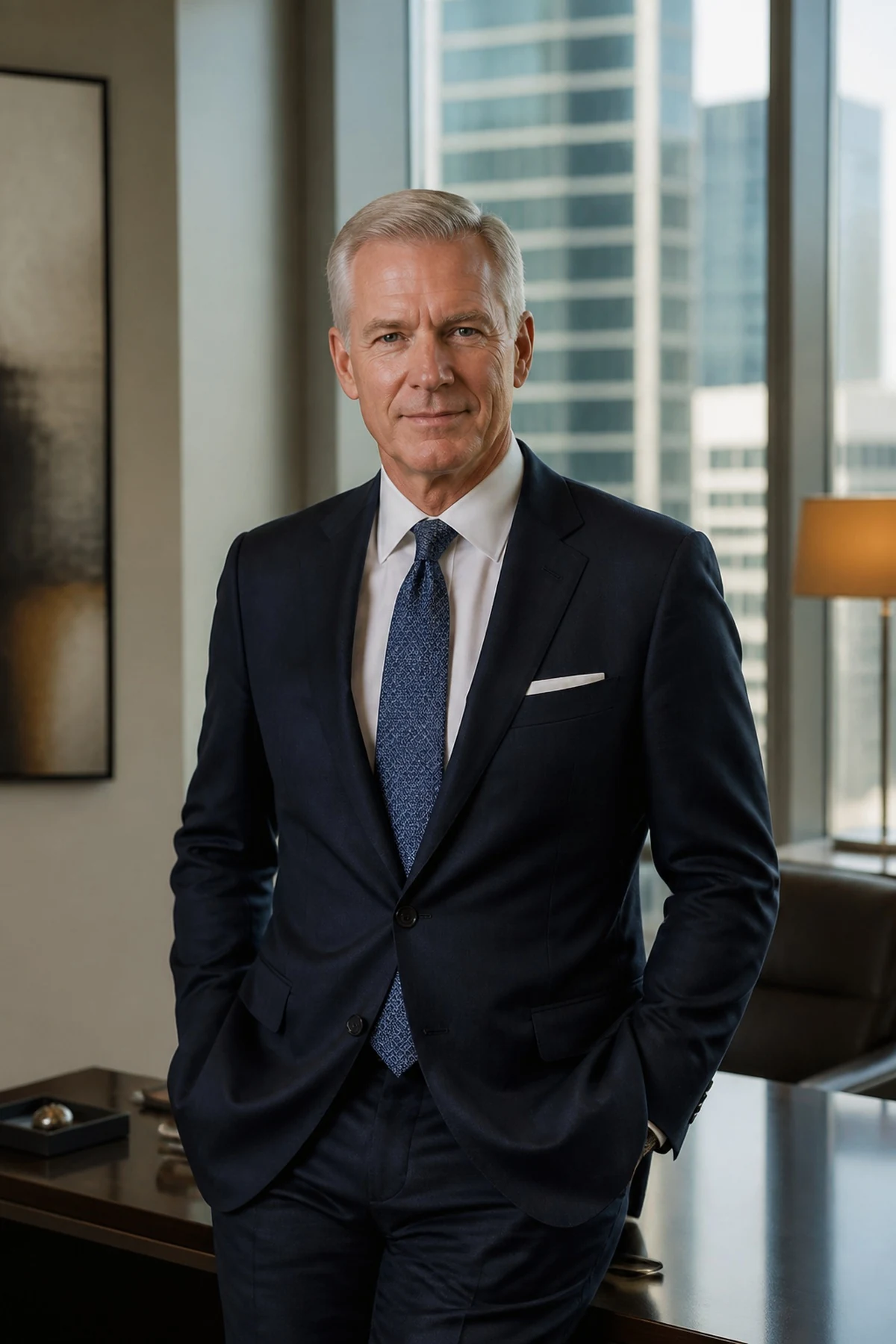 Senior executive in a refined corporate office