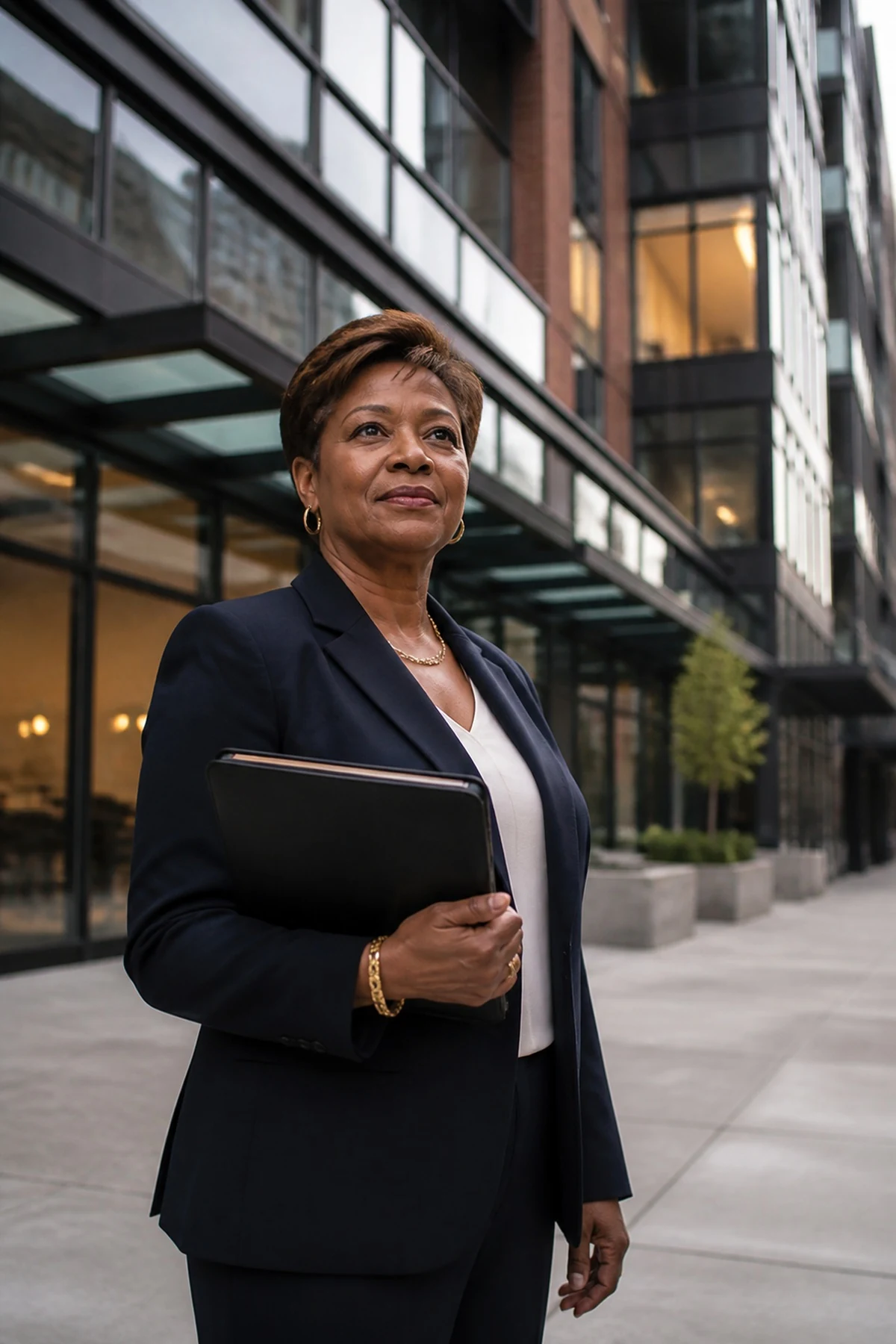 Real estate investor outside a modern commercial property