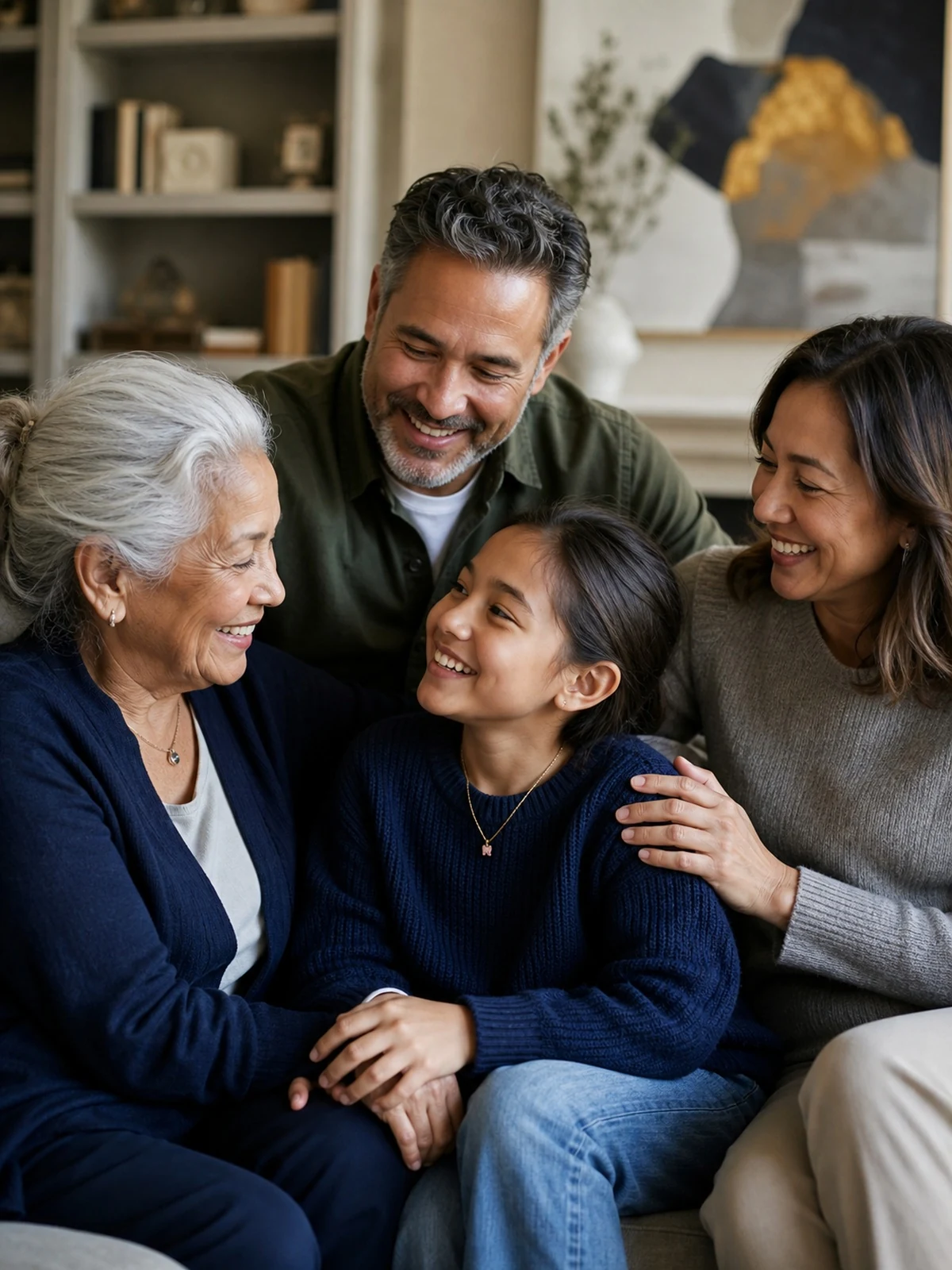 Multigenerational family spending time together at home