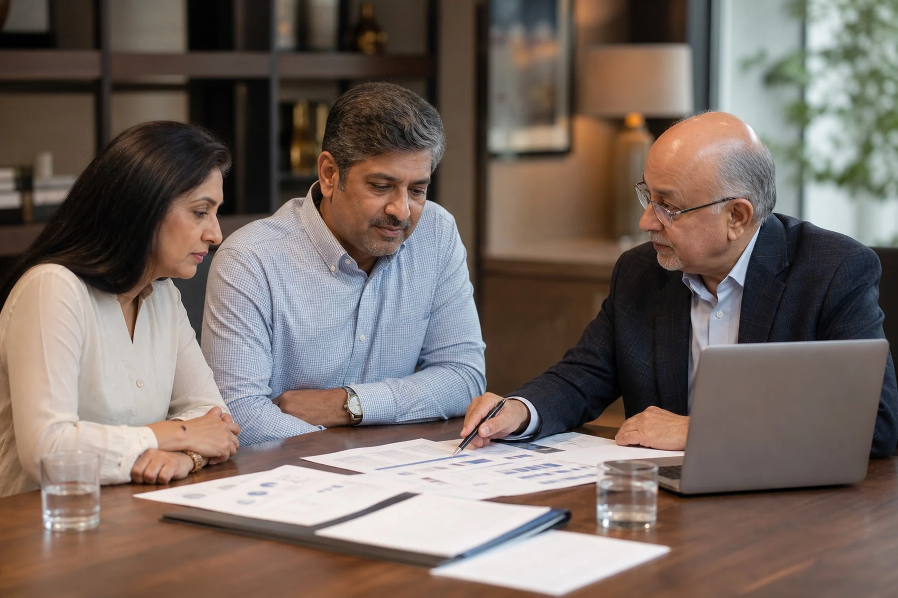 Tax advisor coordinating financial information with a couple